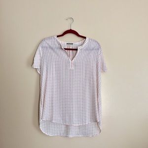 Anthropologie Pleione Sheer Dotted Plaid Blouse